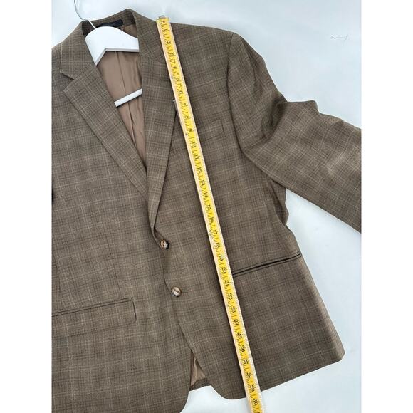 Ralph Lauren Suit Jacket Mens 42S Brown Plaid Silk Wool Single Breasted Tweed - Picture 14 of 15